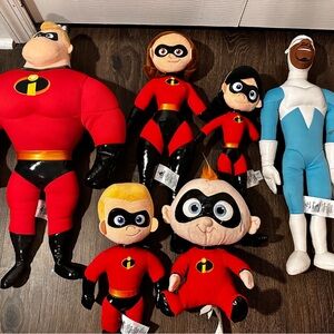 Disney Store The Incredibles Plush Lot Of 6 The Incredibles Family and Frozone
